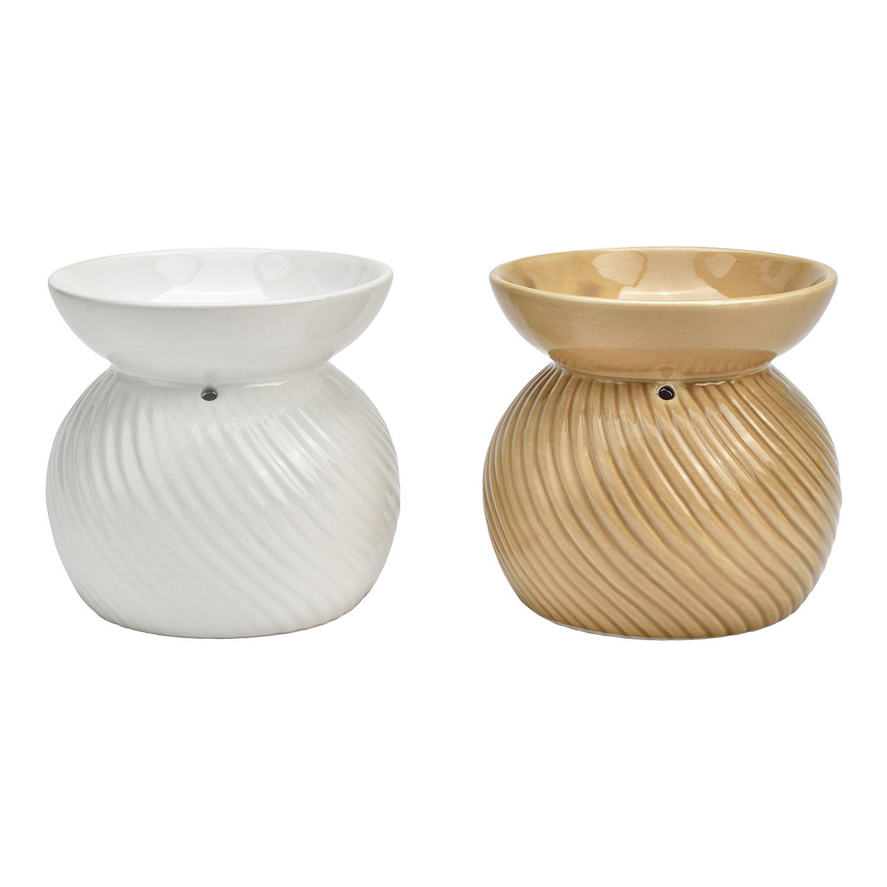 Fragrance lamp made of ceramic beige, white 2-fold, (W/H/D) 10x11x10cm