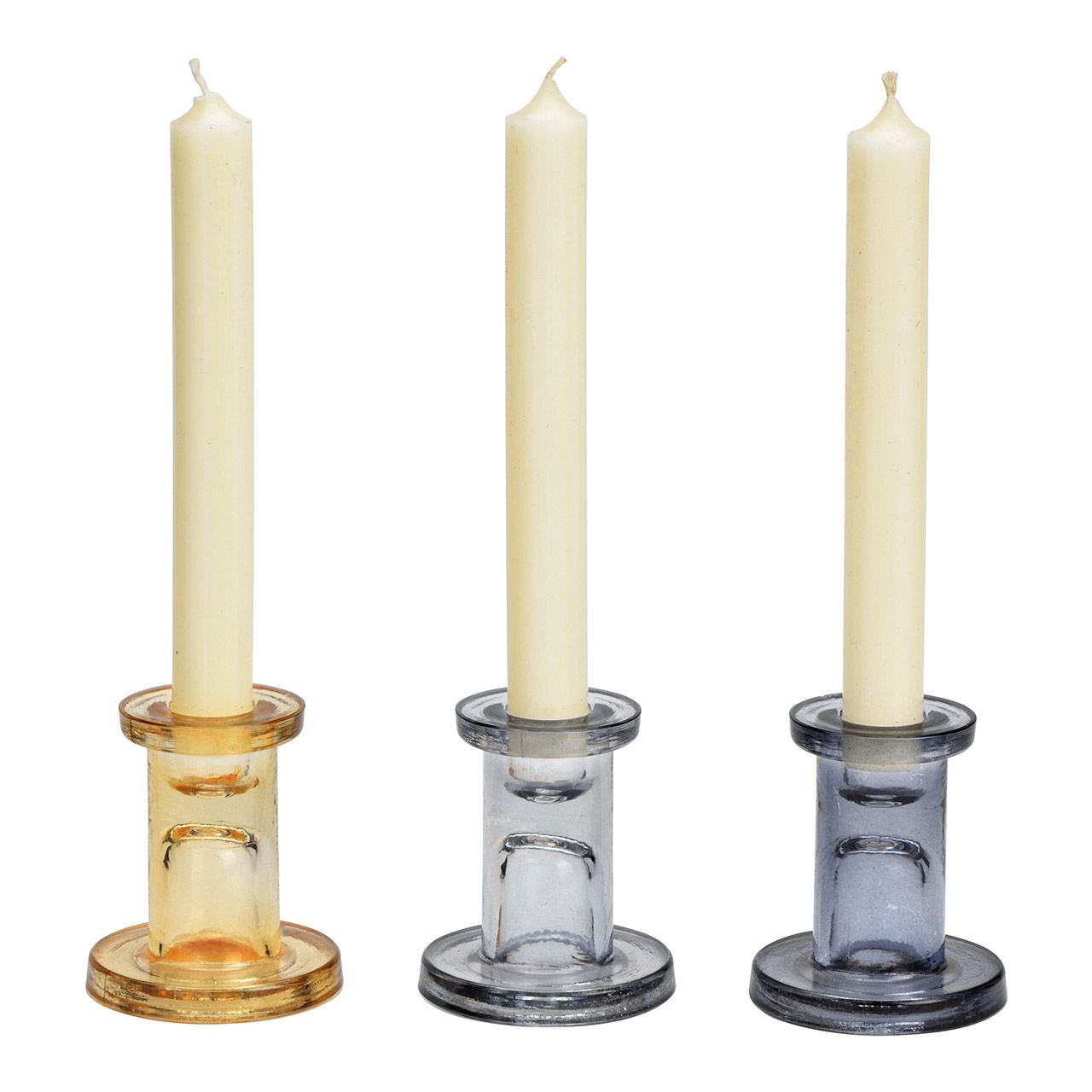 Glass candle holder brown, gray, dark gray 3-fold, (W/H/D) 7x8x7cm