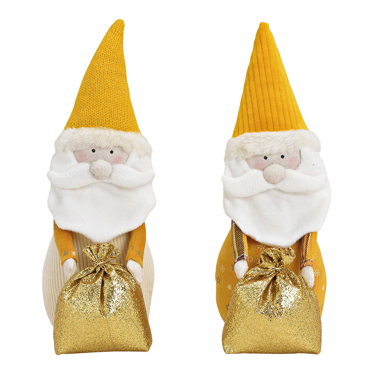 Saint Nicolas en textile Jaune 2 fois, (L/H/P) 10x30x7cm