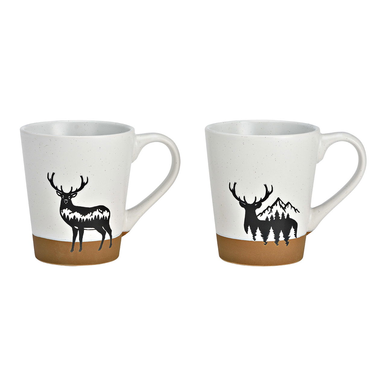 Mug deer decor made of stoneware white 2-fold, (W/H/D) 12x10x9cm 360ml