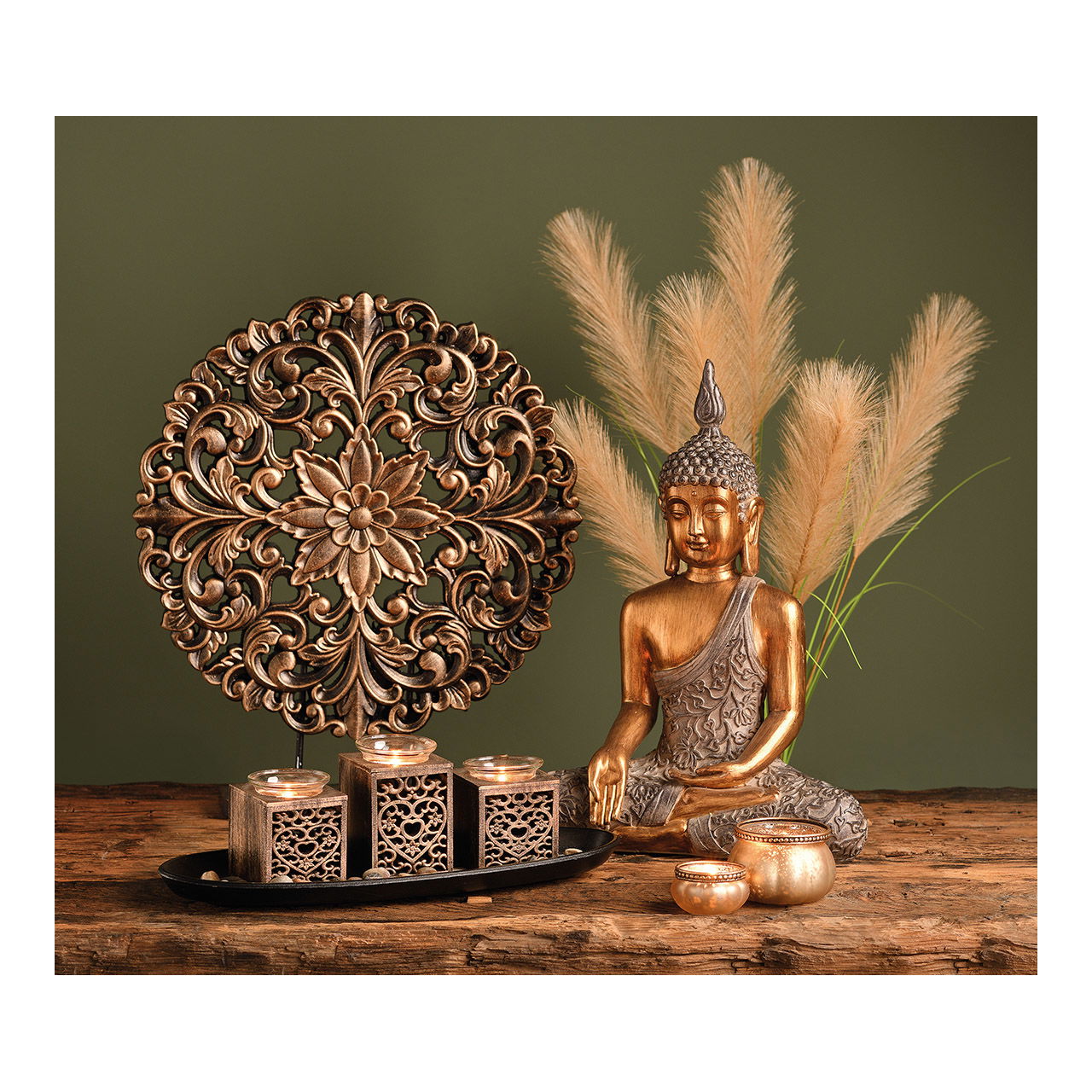 Display flower on wooden stand black gold (W/H/D) 40x45x7cm Display flower on wooden stand black gold (W/H/D) 40x45x7cm