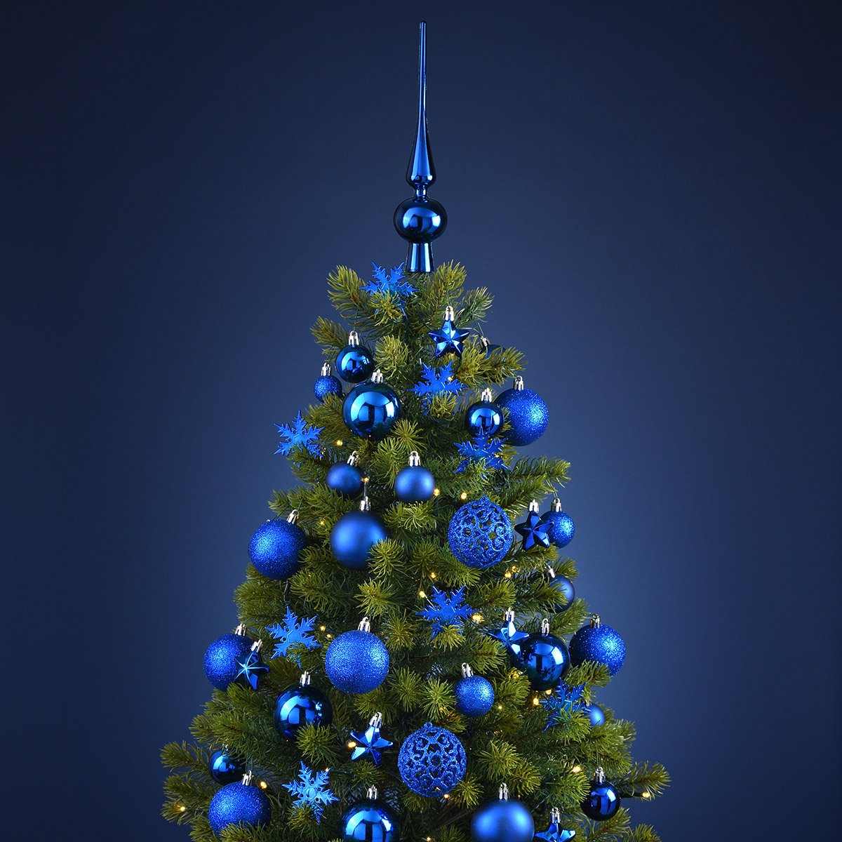 Set di palline di Natale in plastica blu 111 pezzi, (L/H/D) 36x23x12cm Ø3/4/6cm
