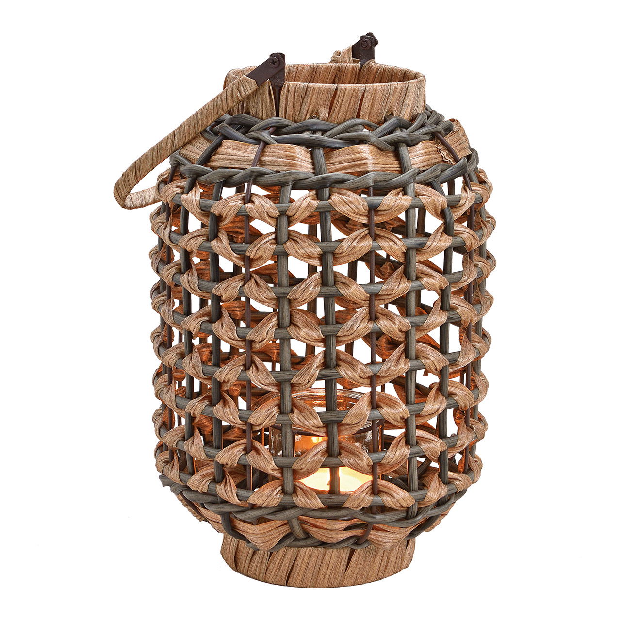 Lantern made of plastic, glass, metal Brown (W/H/D) 21x34x21cm Lantern made of plastic, glass, metal Brown (W/H/D) 21x34x21cm