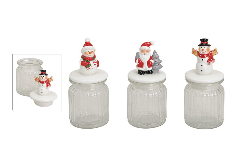 Vaso portaoggetti motivo natalizio, vetro/ceramica, 3 assortiti, L16 x P8 cm