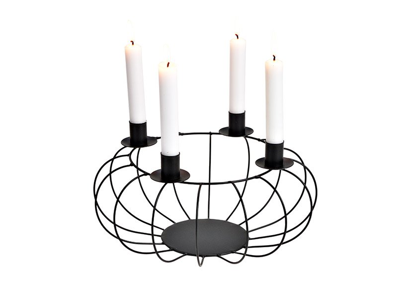 Candle holder, Advent wreath, basket made of metal, black (W/H/D) 30x15x30cm