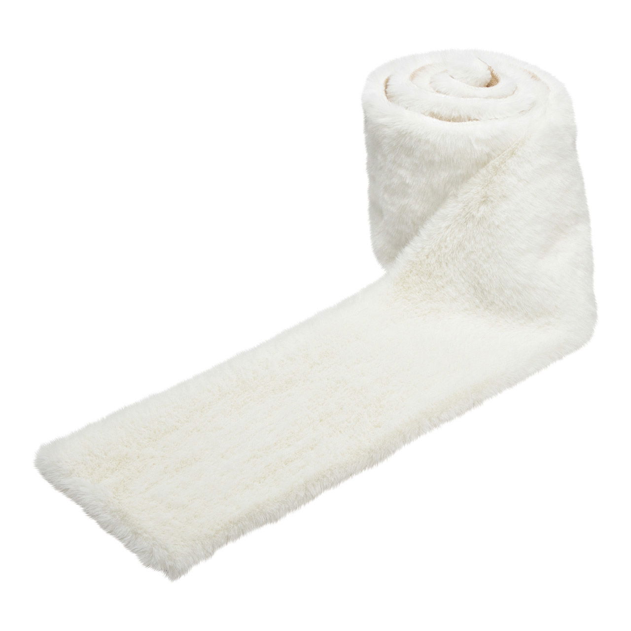 Table runner faux fur polyester white (W/H/D) 160x2x15cm