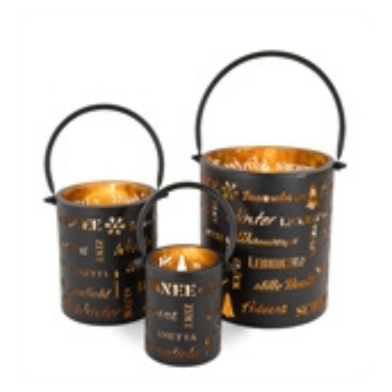 Laternenset, Metall, 20x23cm/15x18cm/10x13cm, 3 St./ Set, schwarz/gold, EAN-S: 4065557008301, EAN-M: 4065557008318, EAN-L: 4065557008325 Pokal, Eimer