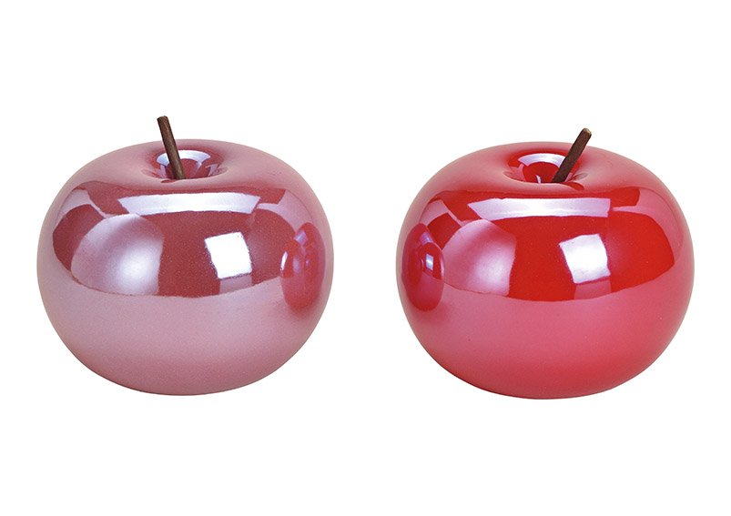 Apple ceramic pink/rose/red 2-asst. 10x10x10cm