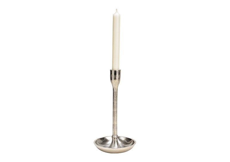 Metal candle holder silver (W/H/D) 13x26x13cm