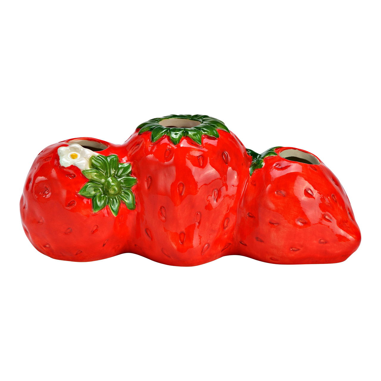 Vase Erdbeeren aus Keramik, Rot (B/H/T) 24x10x10cm Beere, Essen, Obst, Produzieren, Erdbeere