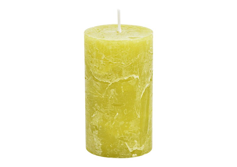 Candle 6,8x12x6,8cm wax olive light green 