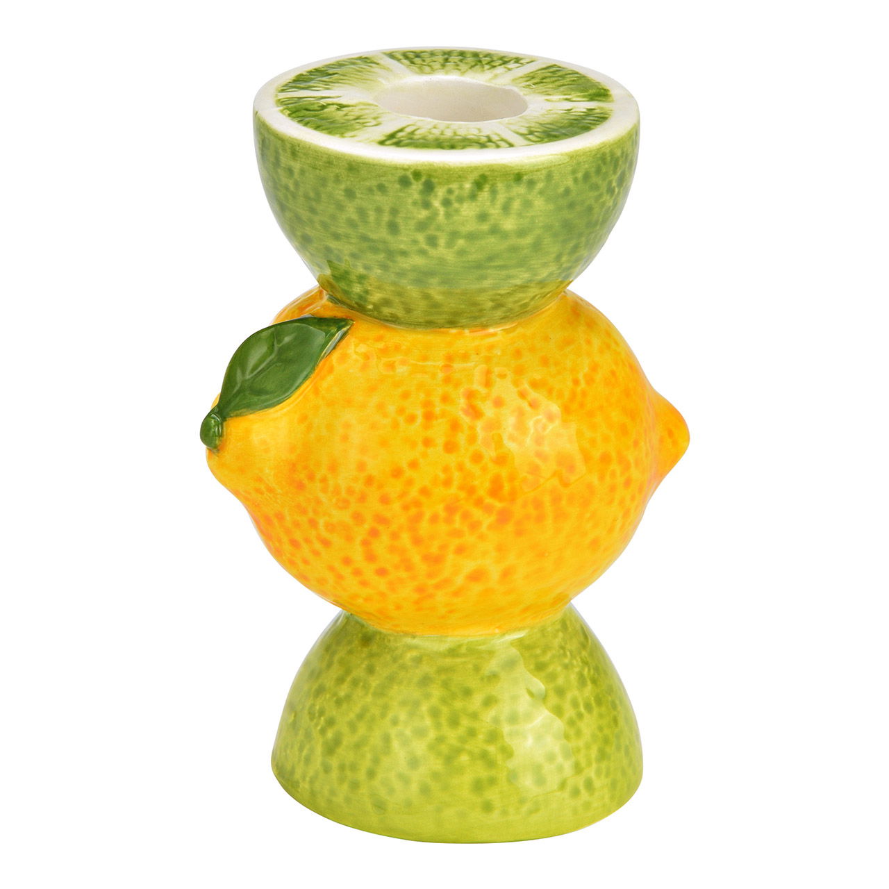 Candelero lima,limon de ceramica amarillo (A/A/P) 8x11x6cm