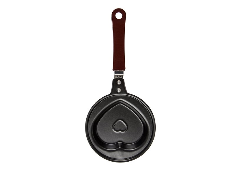 Frying pan heart of metal black, to hang up, in gift box (W/H/D) 6x12x6cm