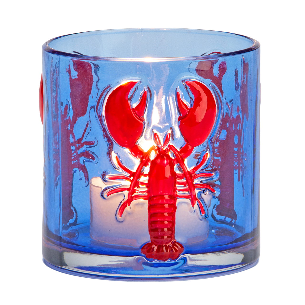 Photophore « Homard » en verre bleu (L/H/P) 10 x 10 x 10 cm glas, shotglass, hummer, blau, deko