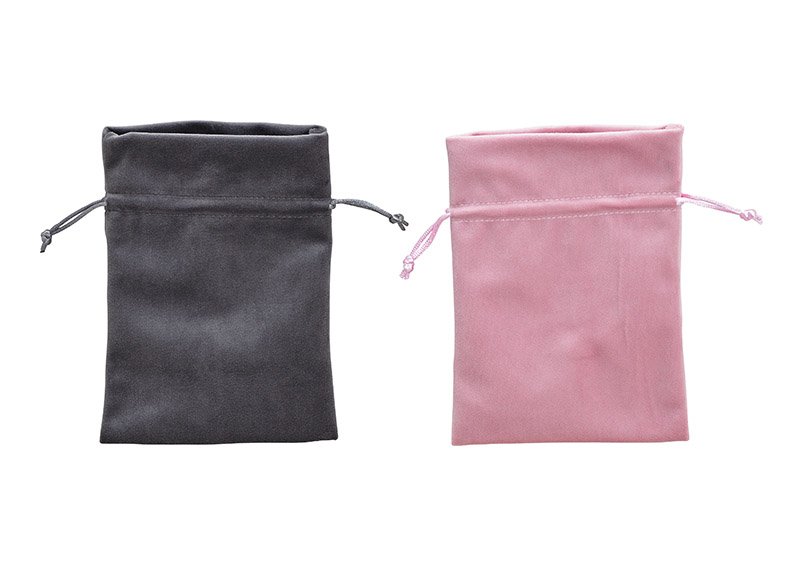Sacchetto regalo in poliestere rosa/rosa, grigio (w/h) 13x18cm