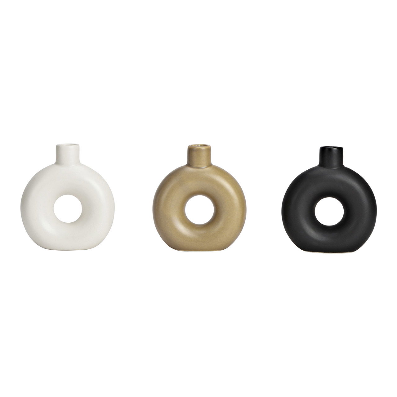 Vaso per fiori secchi in ceramica nera, bianca, beige a 3 pieghe, (L/H/D) 9x10x3cm