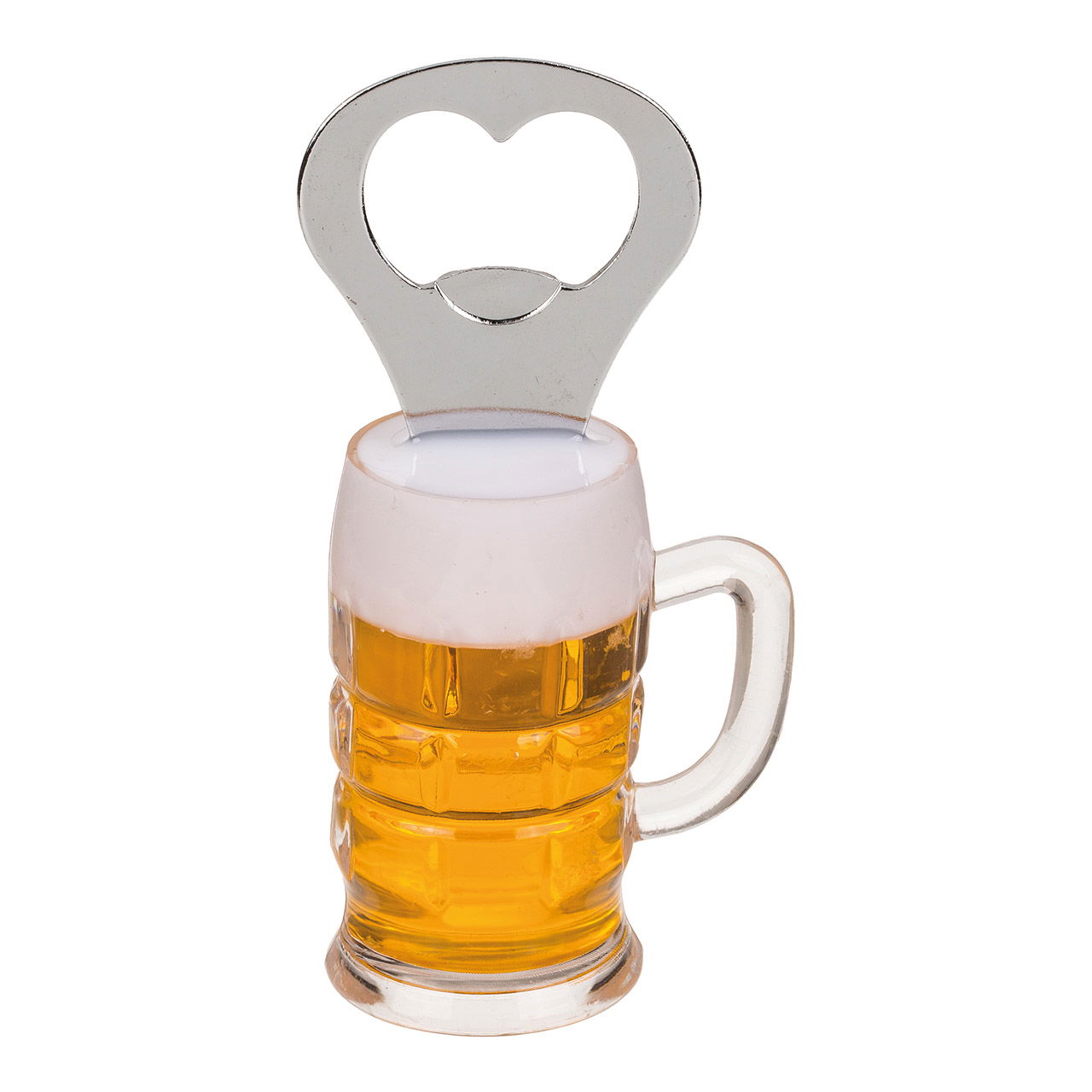 Flaschenöffner Bierglas, mit Magnet, aus Metall Gelb (B/H/T) 3x10x3cm