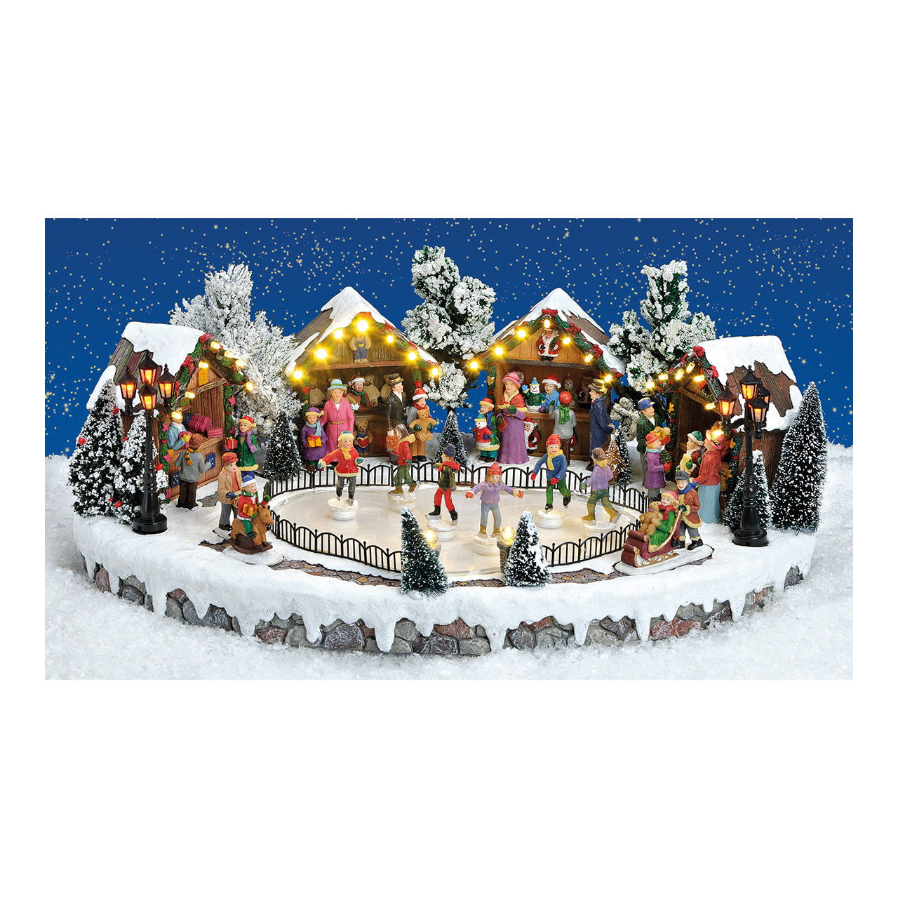 Scène d'hiver, avec lumière, musique, mouvement. patineur, en poly, 44x18x30cm Scène d'hiver, avec lumière, musique, mouvement. patineur, en poly, 44x18x30cm