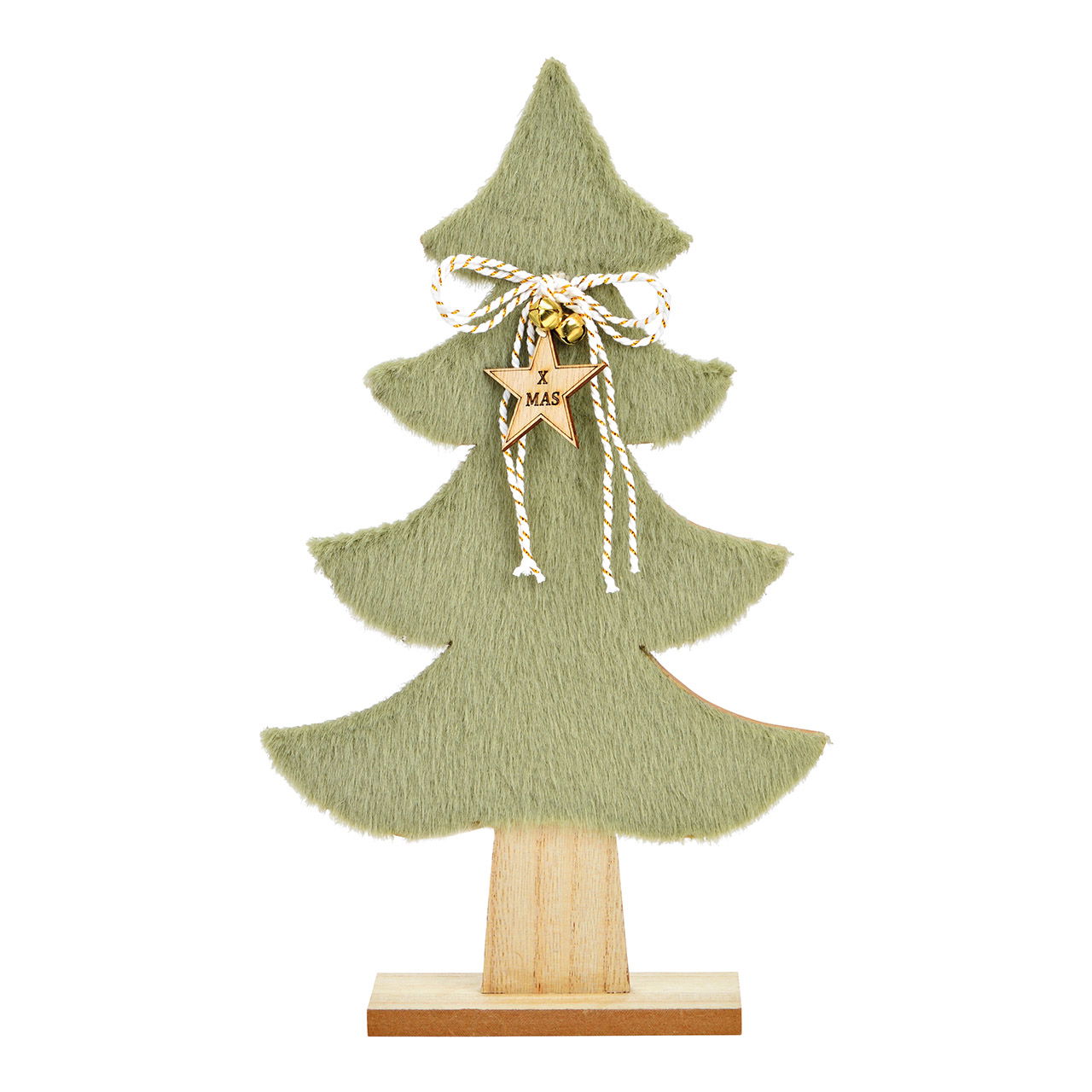 Piantana per albero di Natale in pelliccia sintetica in legno, poliestere verde (L/H/D) 17x31x5cm