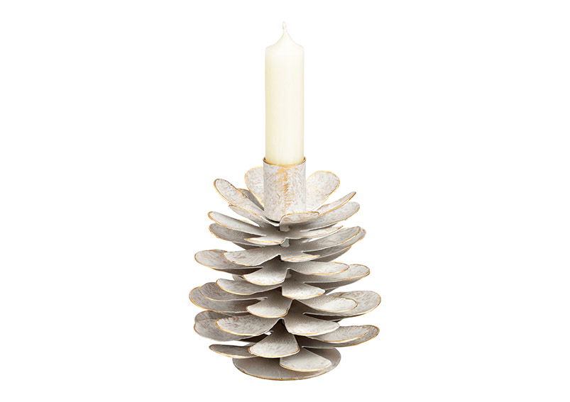 White metal Christmas corn candle holder (W/H/D) 12x13x12cm