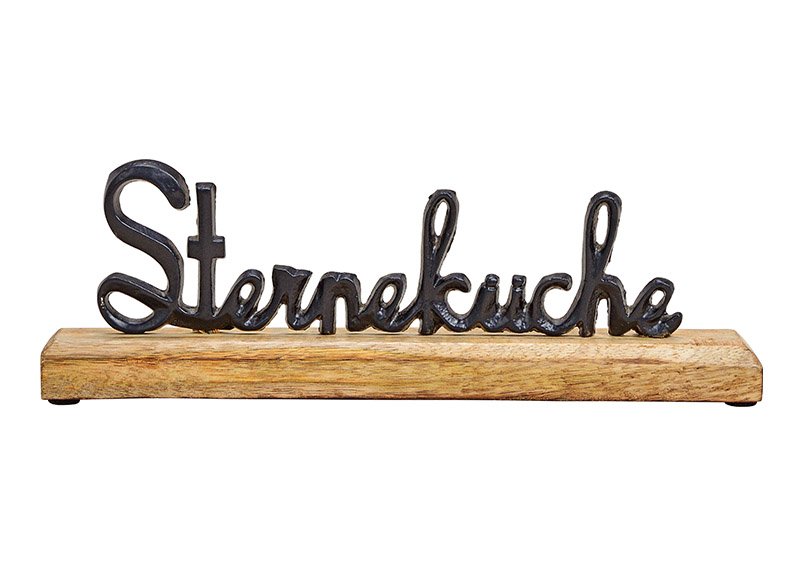 Stand with lettering, sterneküche, on a wooden base made of metal black (w / h / d) 30x10x5cm