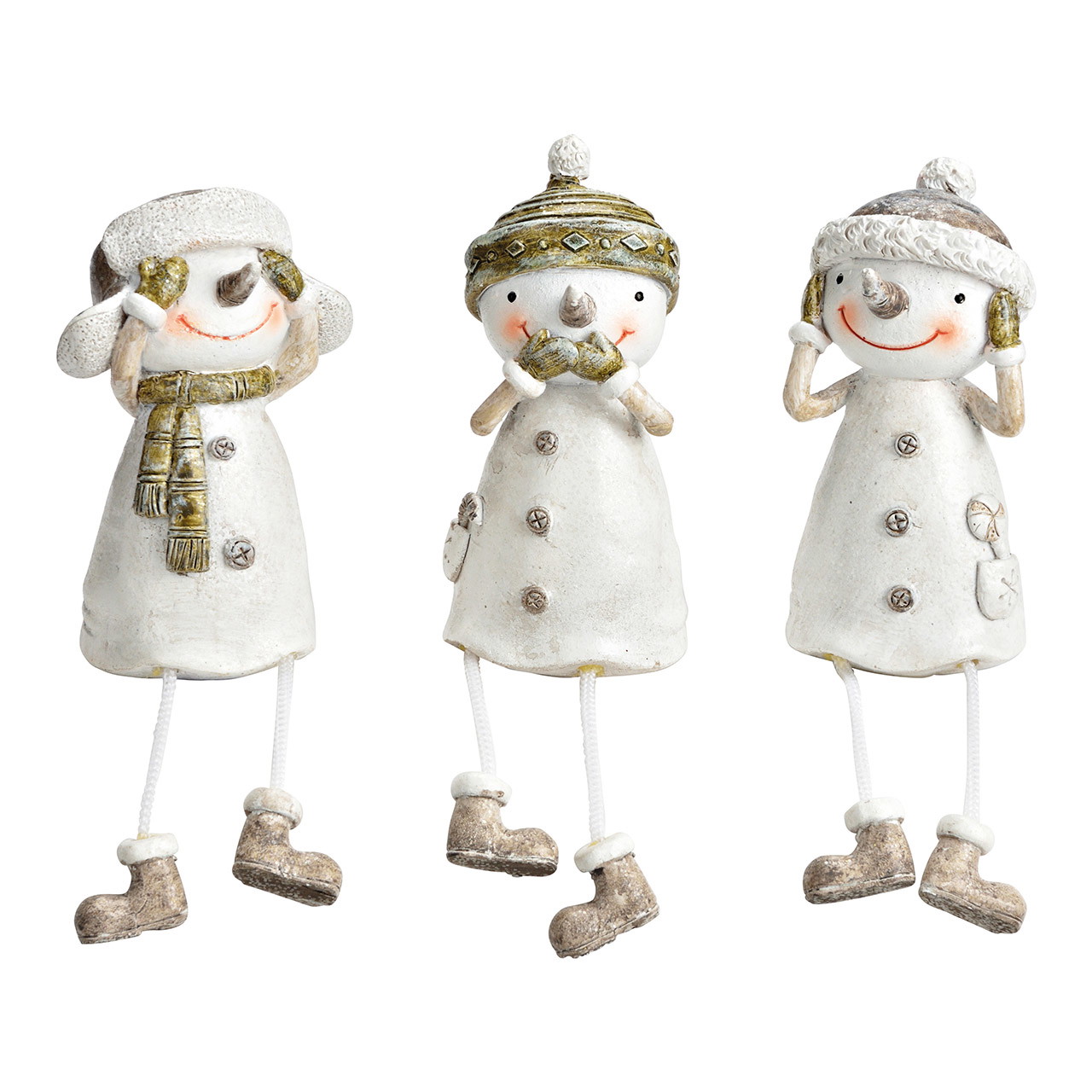 Taburete de borde muñeco de nieve con gorro de polietileno blanco 3 pliegues, (A/A/P) 7x10x6cm Taburete de borde muñeco de nieve con gorro de polietileno blanco 3 pliegues, (A/A/P) 7x10x6cm