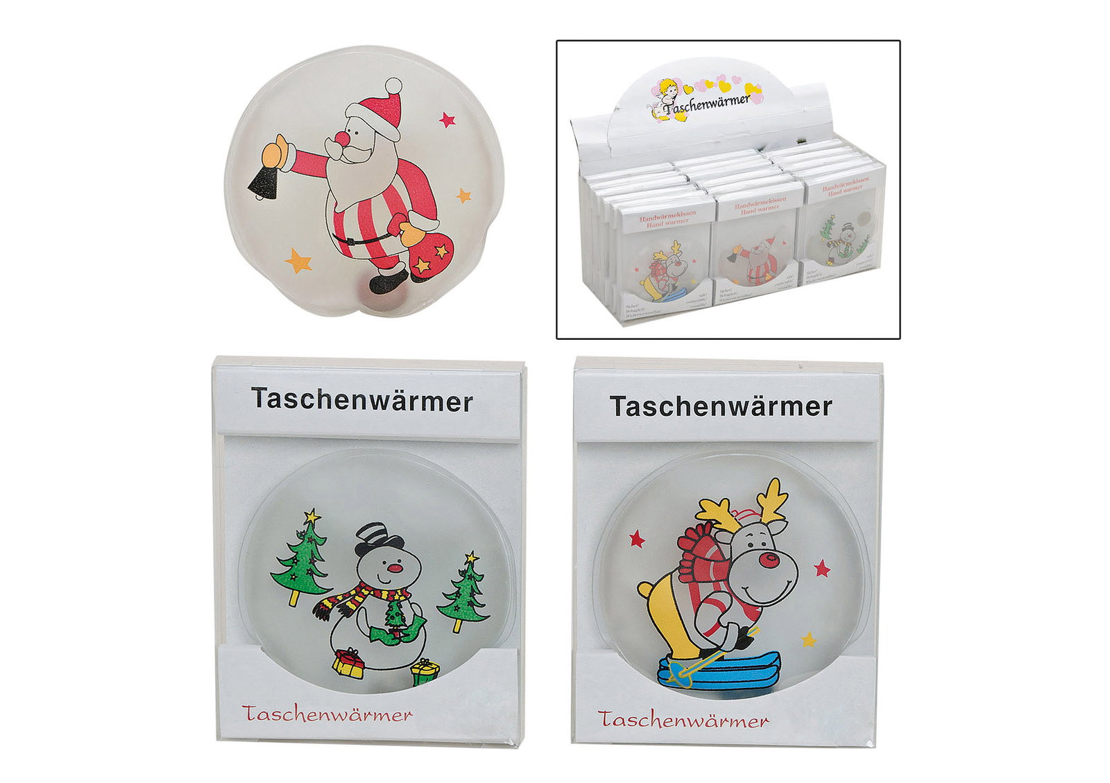 Weihnachtsdeko, Taschenwärmer, Rundform, Motiv Santa, Winter/Weihnachten