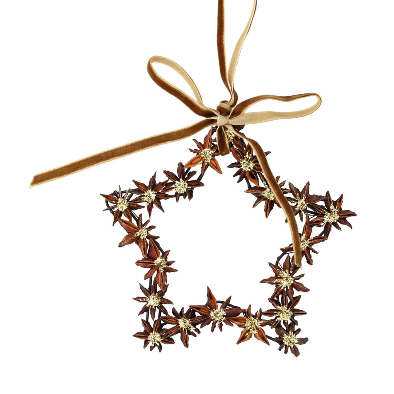 Hanger ster met steranijs van natuurlijk materiaal bruin (B/H/D) 14x14x1cm Zubehor