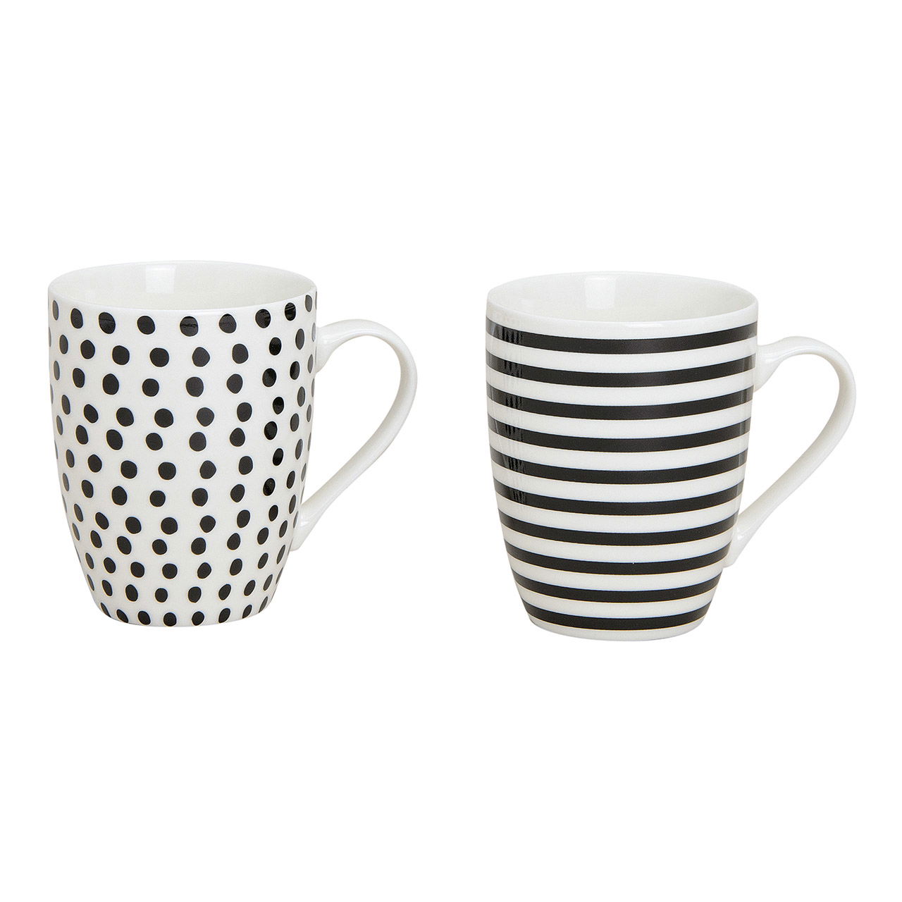 Becher Punkte/Streifen aus Porzellan, 2-fach sortiert, 10 cm, 350ml Pokal, Kunst, Porzellan, Töpferei