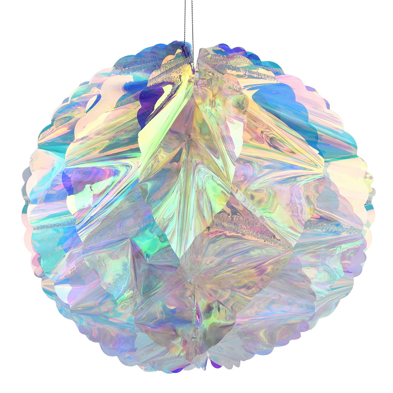 Hänger Kugel 3D irisierend aus Kunststoff Silber (B/H/T) 30x29x30cm Kristall, Zubehör, Mineral, Ornament