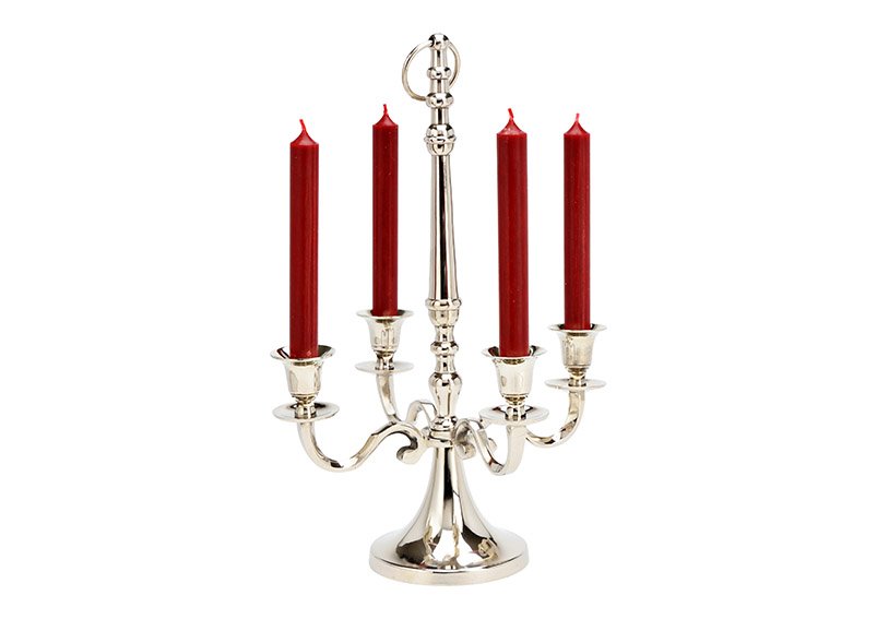 Candle holder 4 arms metal silver (W/H/D) 28x41x28cm