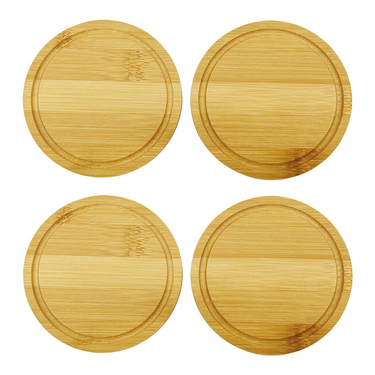 Coaster set of 4, made of bamboo natural (W/H/D) 10x1x10cm