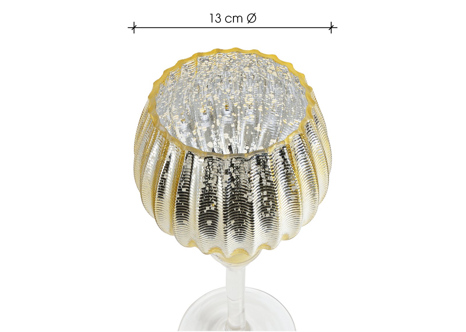 Vento luce set calice incrinato, 30, 35, 40cm x Ø13cm fatto di vetro oro set di 3