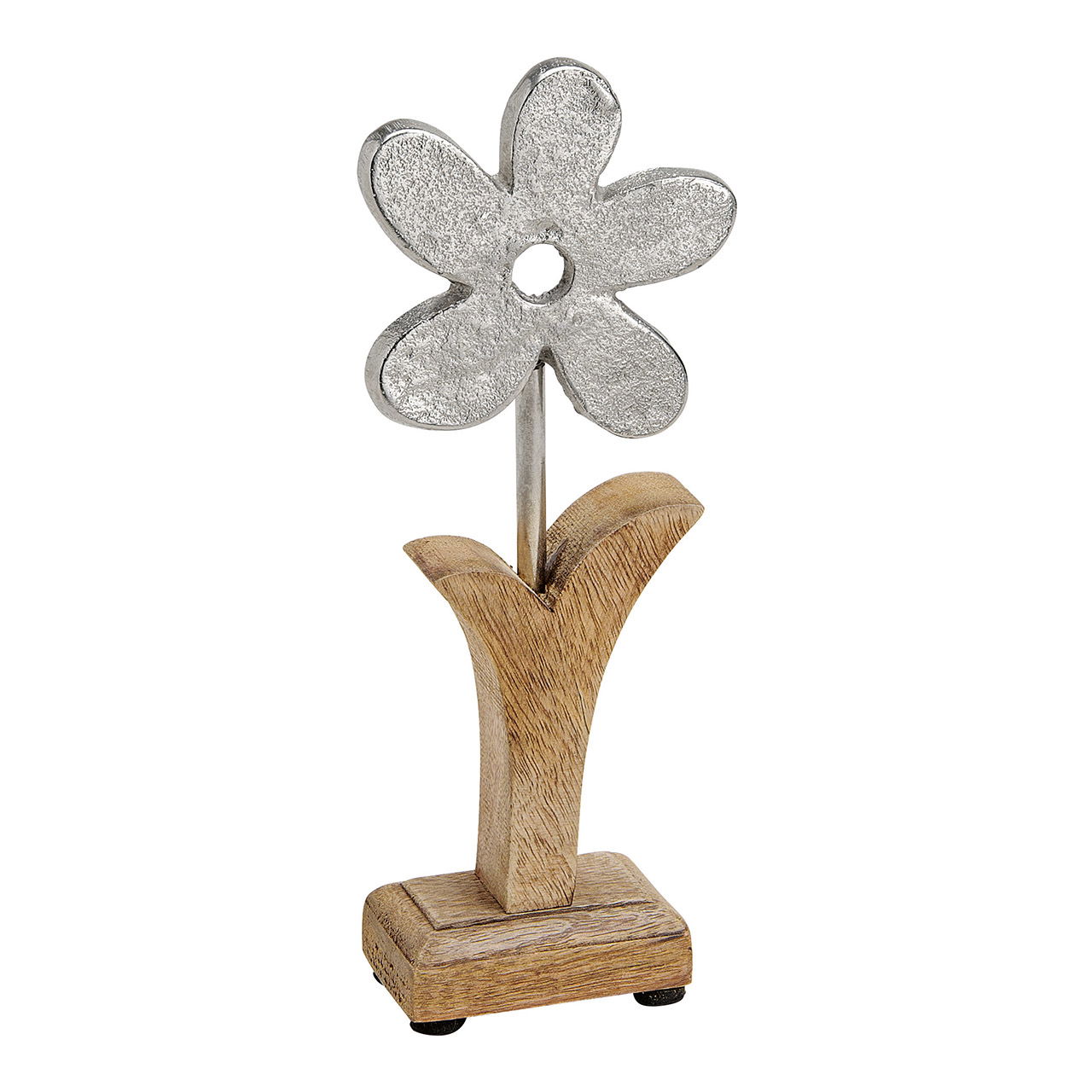 Bloem metaal/mango hout (B/H/D) 6x22x4cm