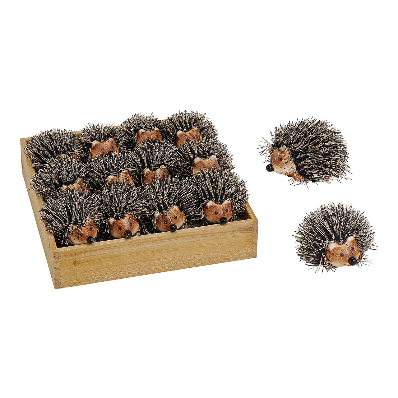 Igel aus Ton/Kunstfell in Box, Schwarz/Braun (B/H/T) 6x4x5cm Igel aus Ton/Kunstfell in Box, Schwarz/Braun (B/H/T) 6x4x5cm
