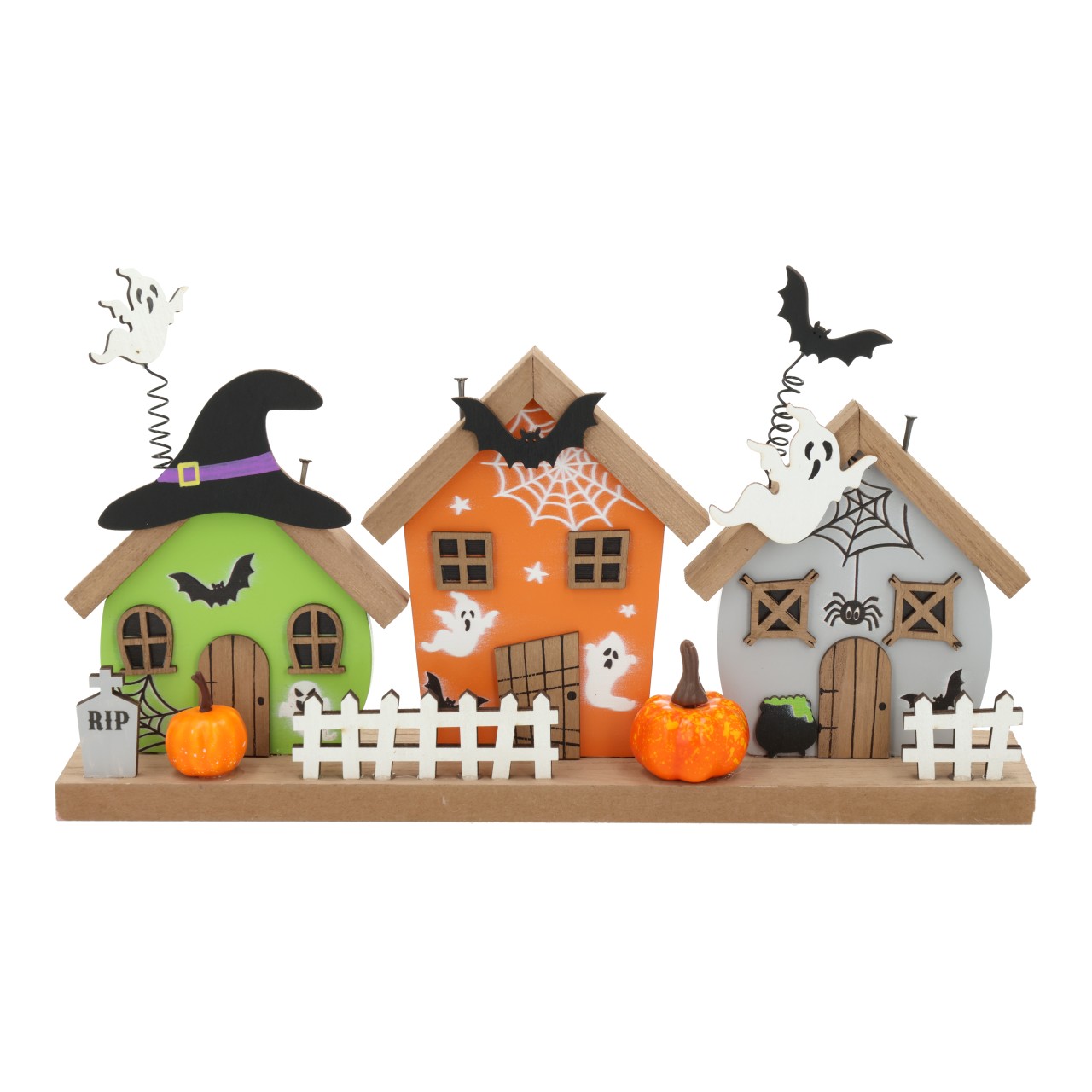 Drevená halloweenská dekorace ve tvaru domku, barevná (Š/V/H) 30x15x6 cm Essen, Süßigkeiten