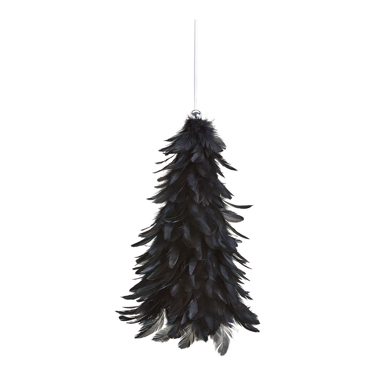 Hanger christmas tree feather, plastic black 15x30x15cm