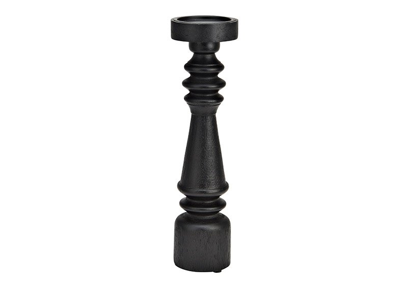Kerzenhalter aus Mangoholz schwarz (B/H/T) 10x39x10cm