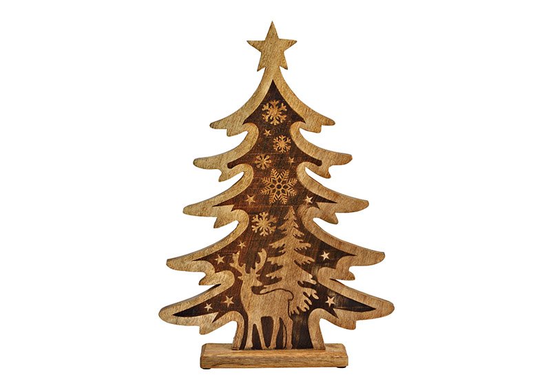 Supporto per albero di Natale in legno di mango naturale (L/H/D) 28x41x5cm