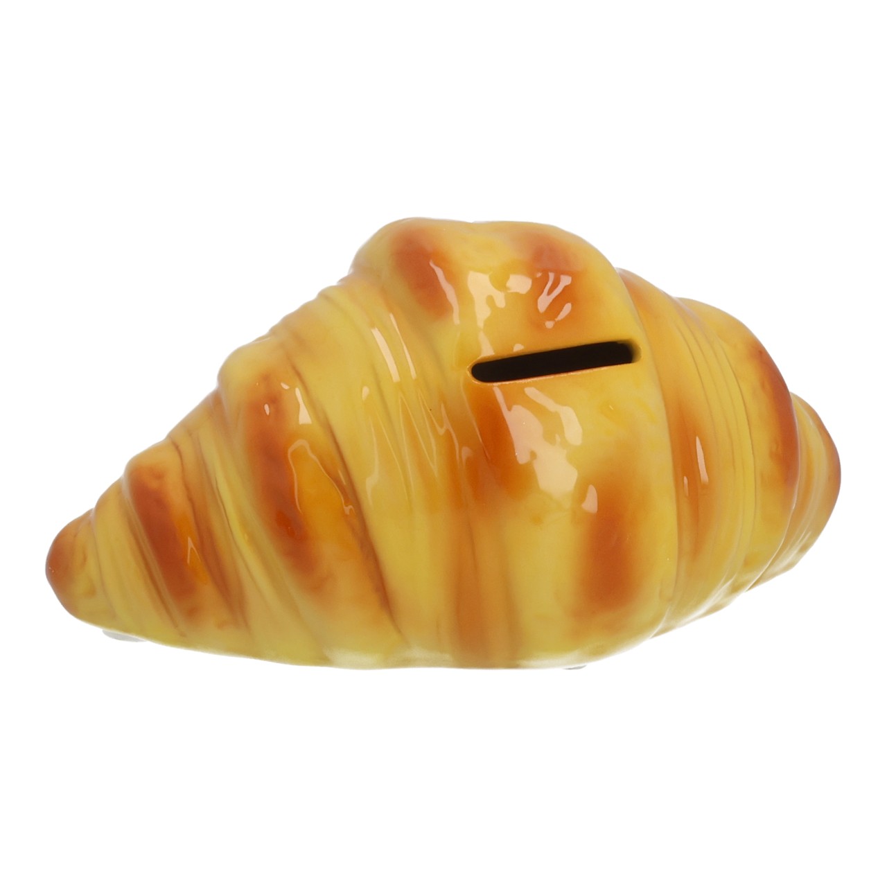 Spardose Croissant aus Keramik Gelb (B/H/T) 18x9x10cm croissant, Gebäck, Nahrungsmittel, gelb-orange, glasierte