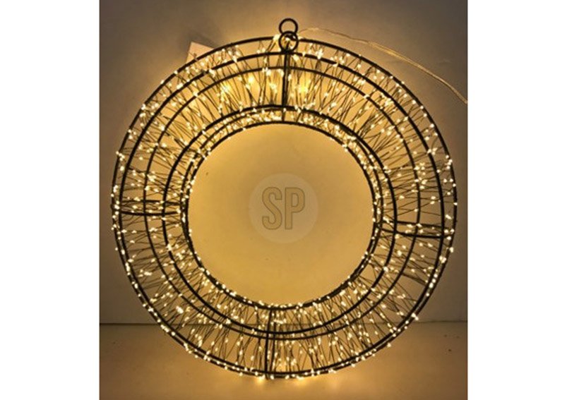 Light wreath 960s LED extra warm white with timer 6/18, IP44 adapter plastic black Ø38cm