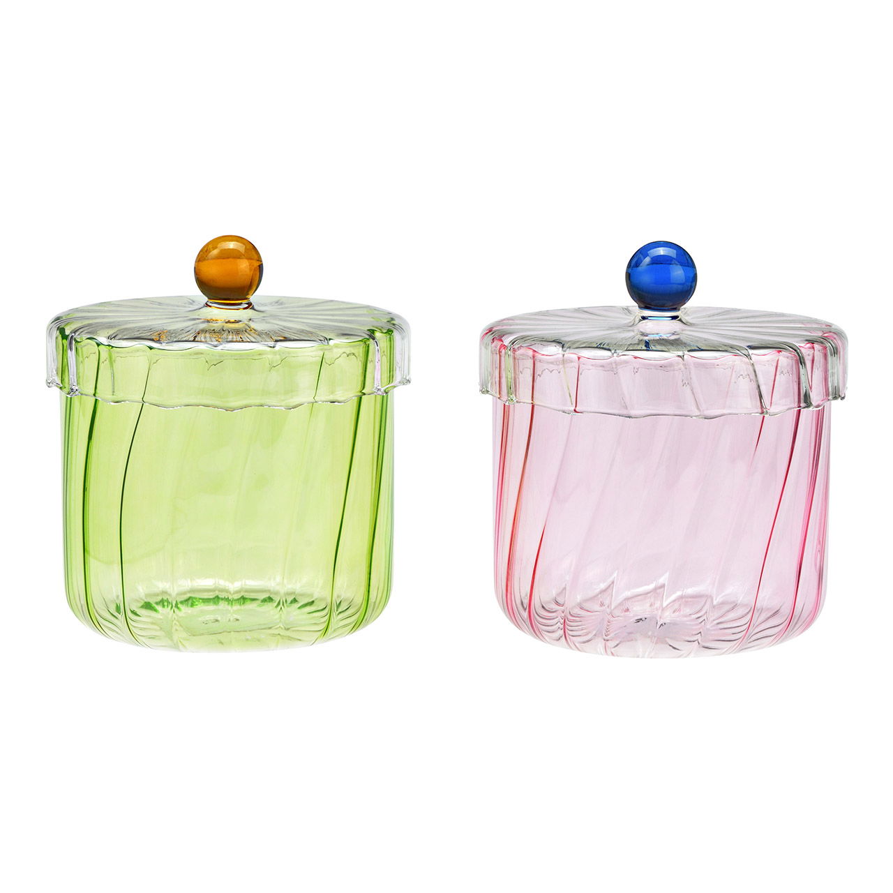 Glass storage jar, green/pink 2-fold(W/H/D) 12x13x12cm 700ml