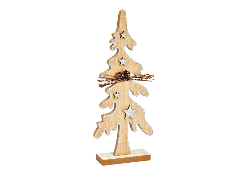 Display fir tree, made of wood nature (W/H/D) 12x30x4cm