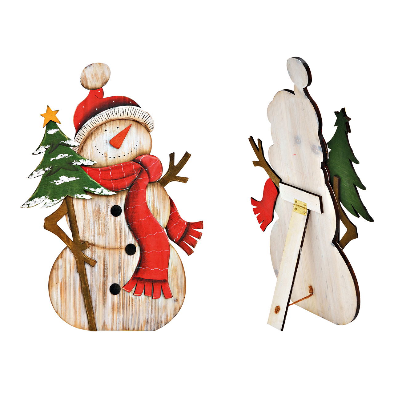 Wooden snowman stand colorful (W/H/D) 32x46x10cm