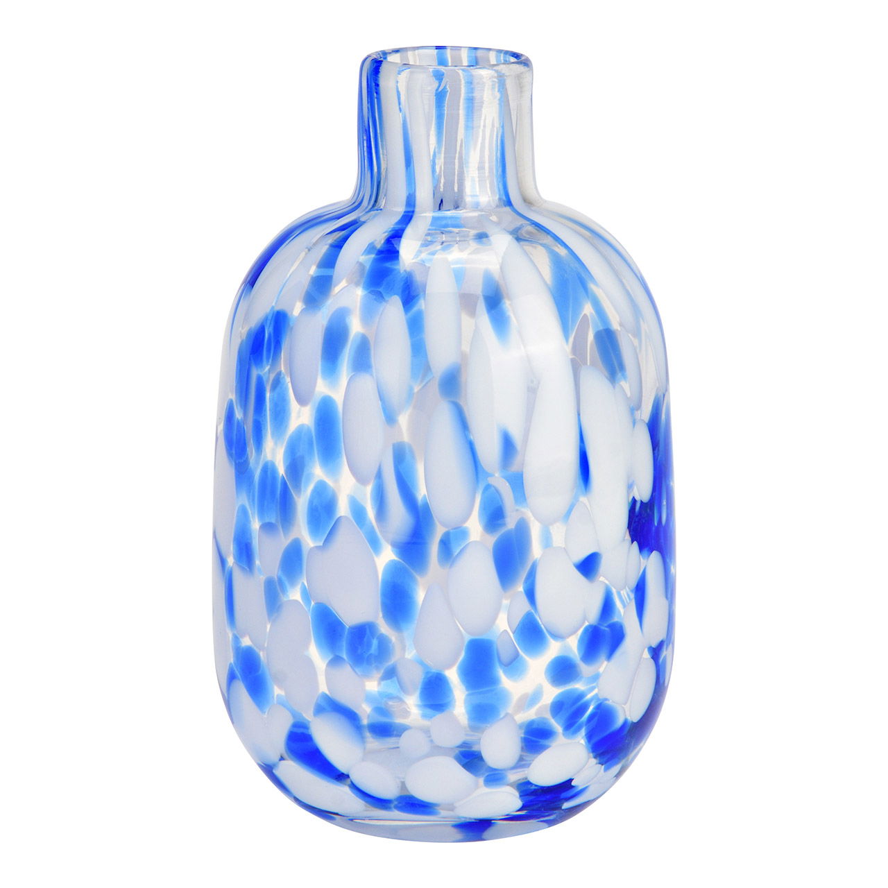 Vase with glass dots Transparent/blue/white (W/H/D) 9x16x9cm