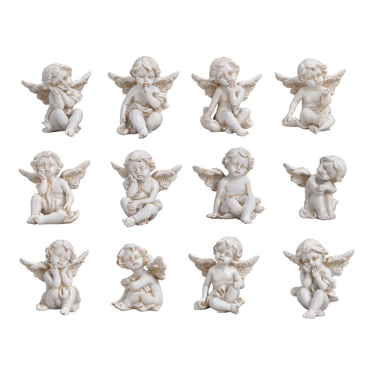 Deko Figur Engel sitzend aus Poly, Weiß, 12-fach, (B/H/T) 5x6x4 cm Deko Figur Engel sitzend aus Poly, Weiß, 12-fach, (B/H/T) 5x6x4 cm