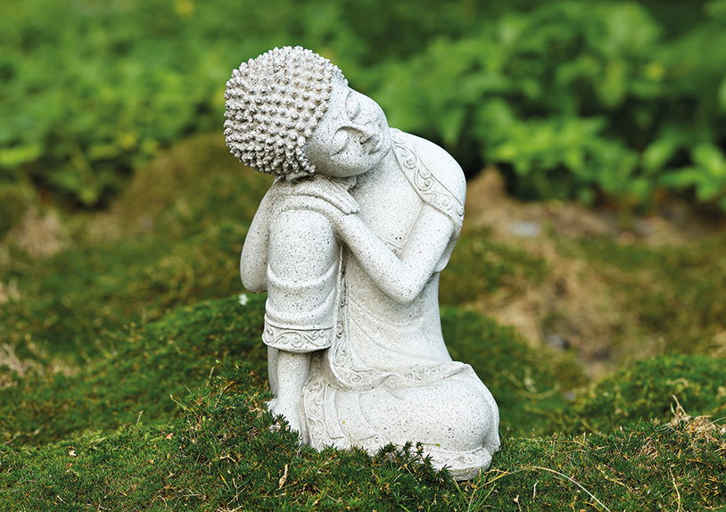 Buddha sit.grey poly 14.0x20cm