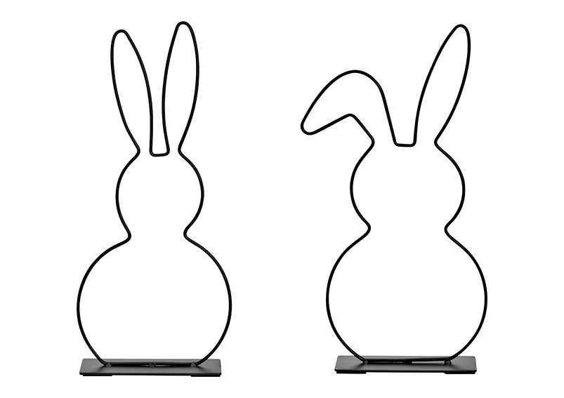 Stand bunny metal black 2-fold, (W/H/D) 13x28x6cm