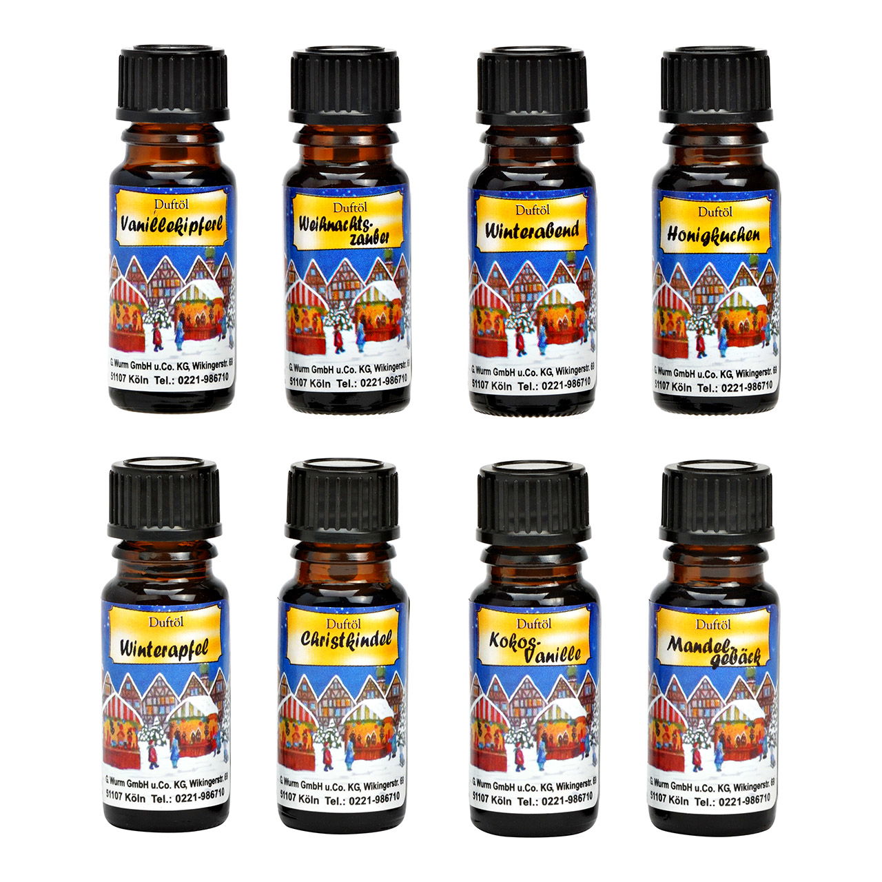 Oli profumati assortimento natalizio, 8 assortiti, 10 ml