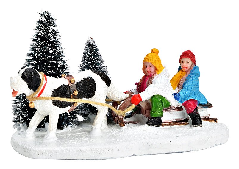 Miniature sleigh ride made of poly colorful (W/H/D) 10x6x6cm